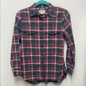 Ralph Lauren Denim Supply Surplus Junior’s Small Gray Blue Red Plaid Shirt